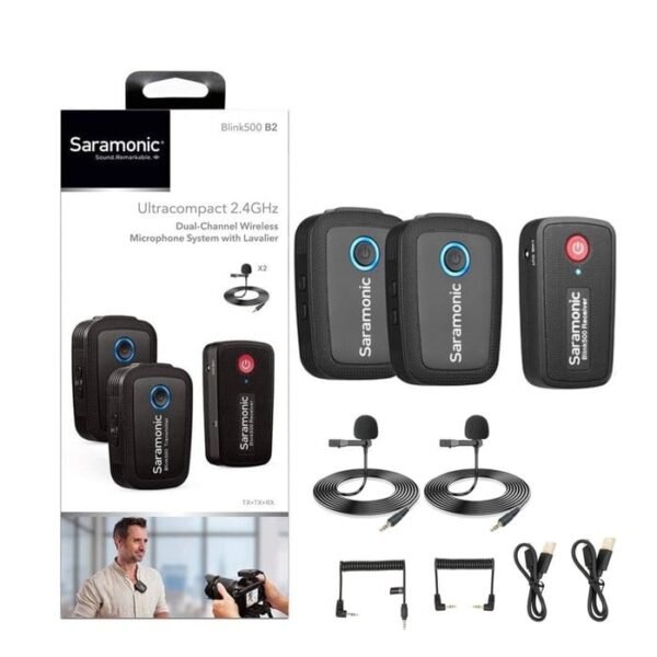 Saramonic Blink 500 B2 Kit Inalambrico Doble Ultracompacto Para Camara Con Mic Corbatero - Imagen 2